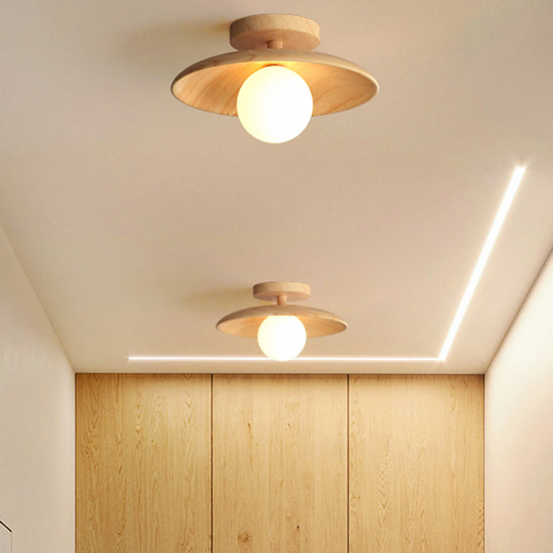 TimberGlow Ceiling Light – Wooden Modern Hallway Lighting