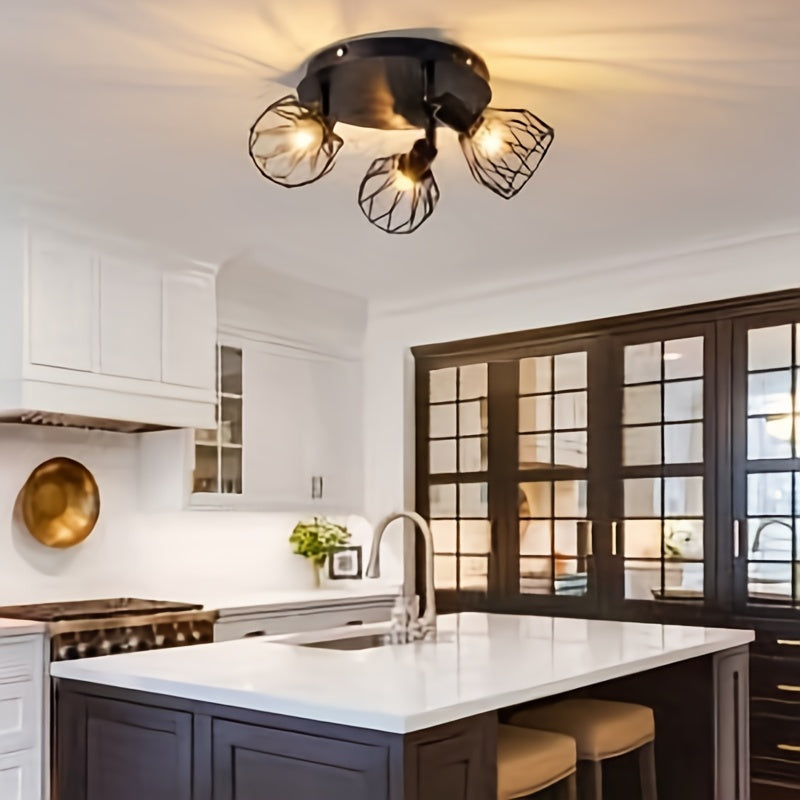 RusticGlow Lamp - Rural Black Ceiling Lamp with Swiveling Shades