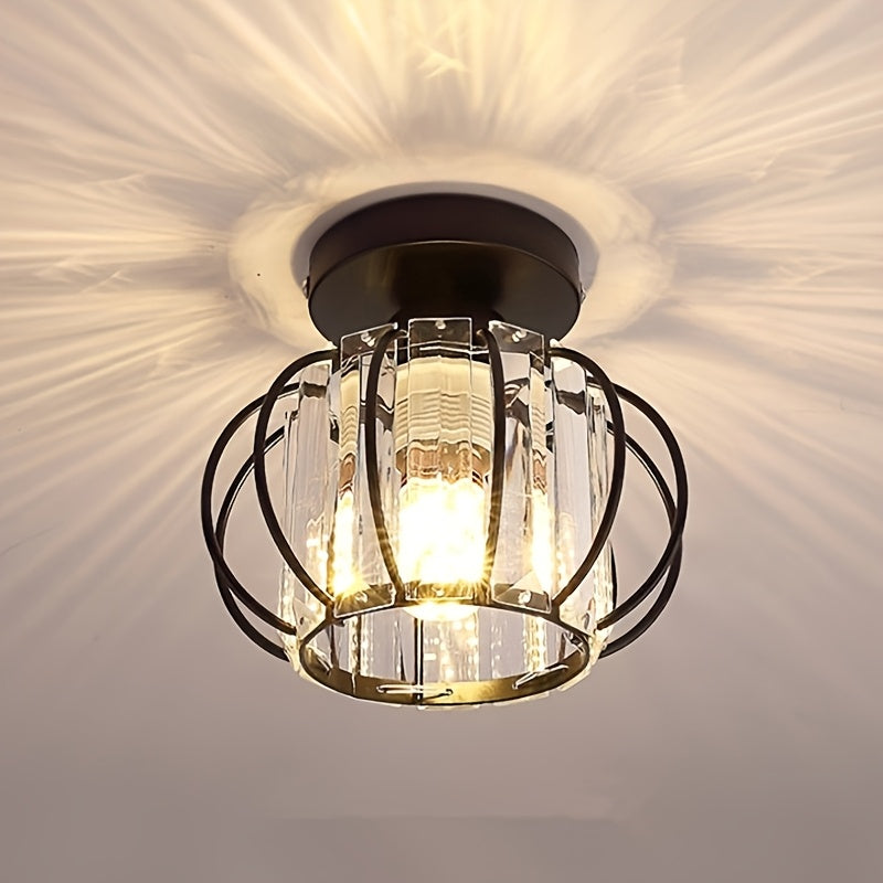 CrystalGlow - Luxury Crystal Hallway Lamp, Black Gold