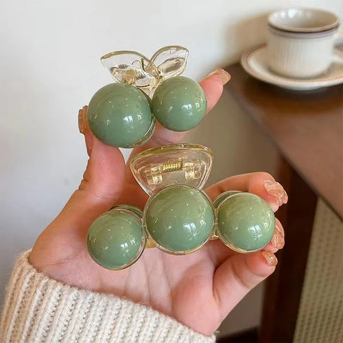 Alluring Green Pearl Hair Clip - Liana Elegance