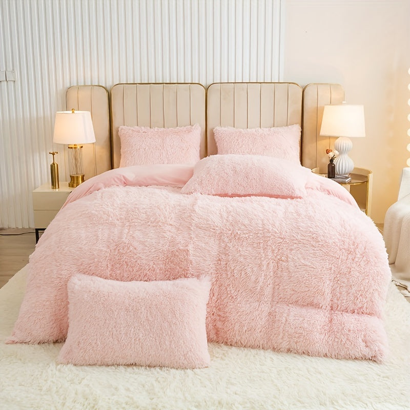 Ultra-Soft Plush Duvet Cover Set with Zipper - Luxury & Comfort