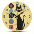 CoolCat Clock - Modern Silent Wall Clock or Wood