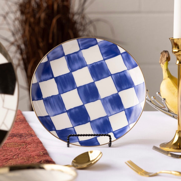 RoyalBlue - Luxury Plaid Dinnerware Set for Dining Table