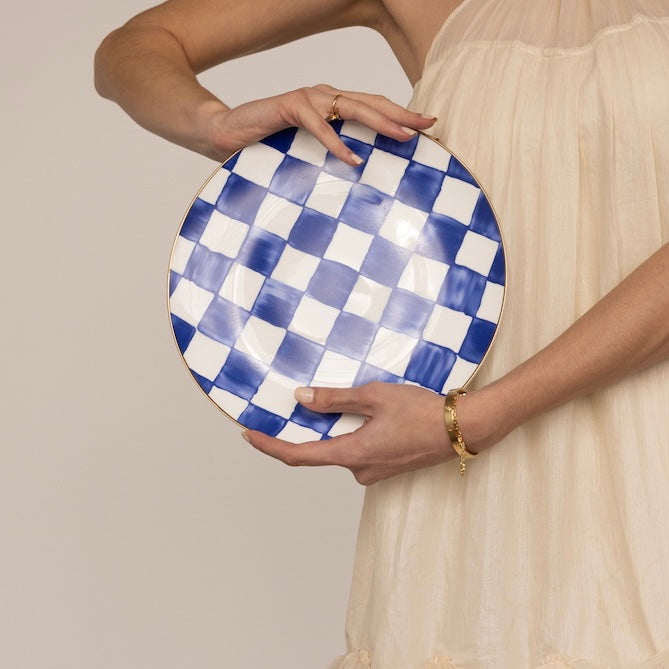 RoyalBlue - Luxury Plaid Dinnerware Set for Dining Table