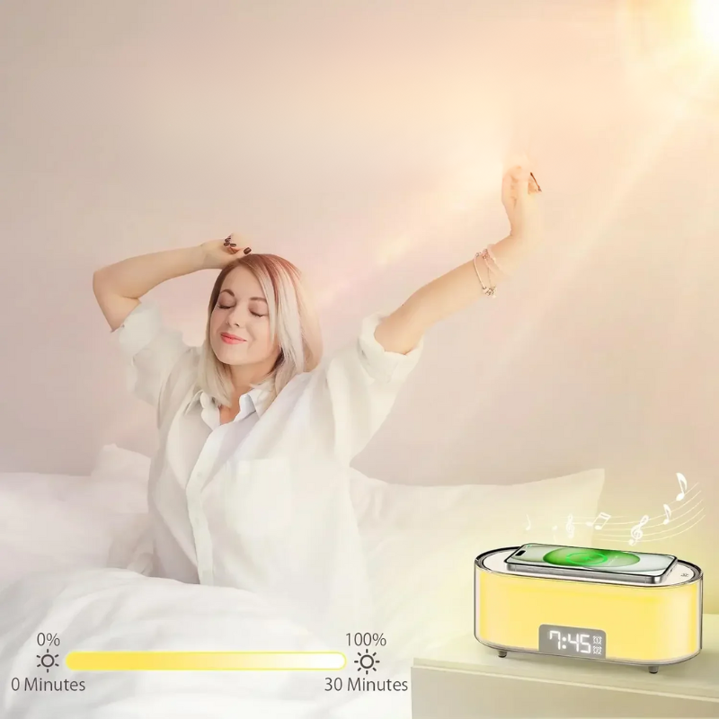 SmartCharge - Elegant Wireless Charging Station with Alarm Function