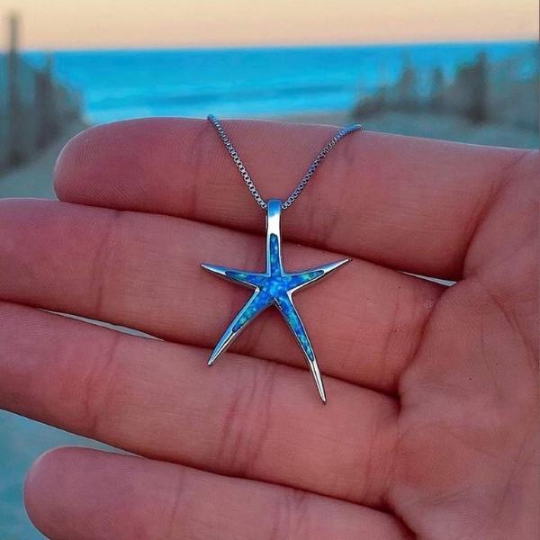 Stunning Blue Opal Starfish Necklace - Maris