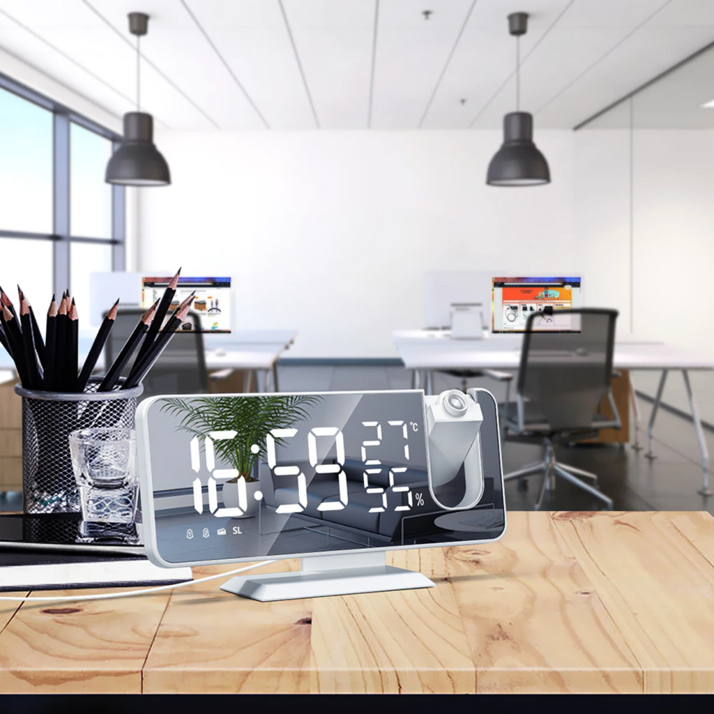 Astronatic - Innovative LED Projector Alarm Clock with USB