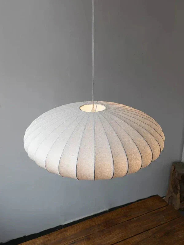 SilkCrown – Luxury Silk Pendant Lamp with Crystals