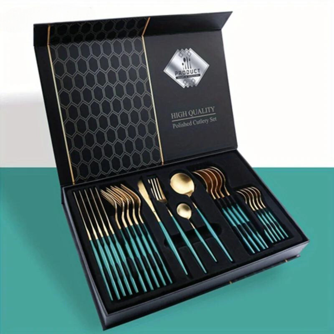 Golden Cutlery Set Luxury - 24-Piece For Stylish Dining Experience