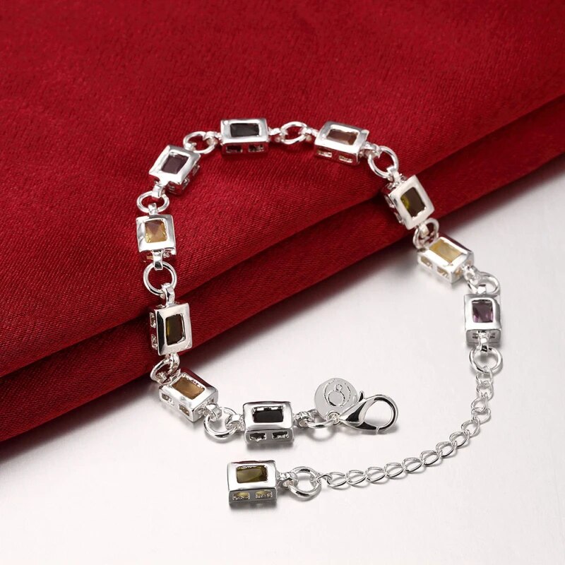 Luxurious Multi-colored Zircon Bracelet with Radiant Stones