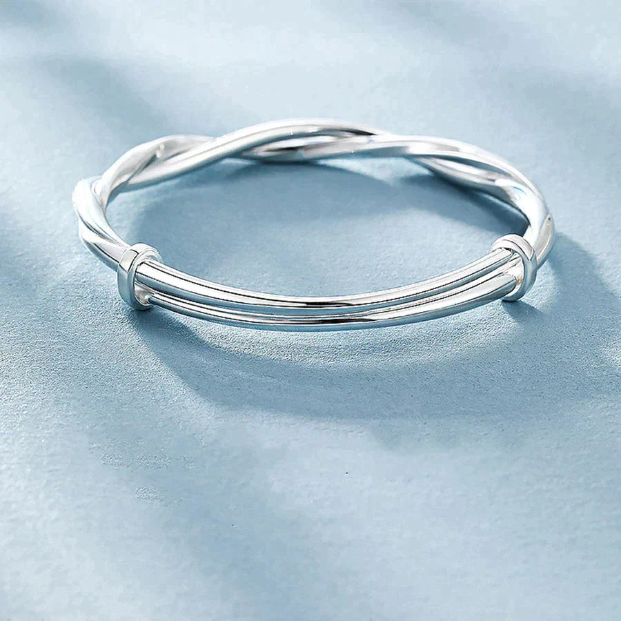 Elegant Twisted Silver Bangle