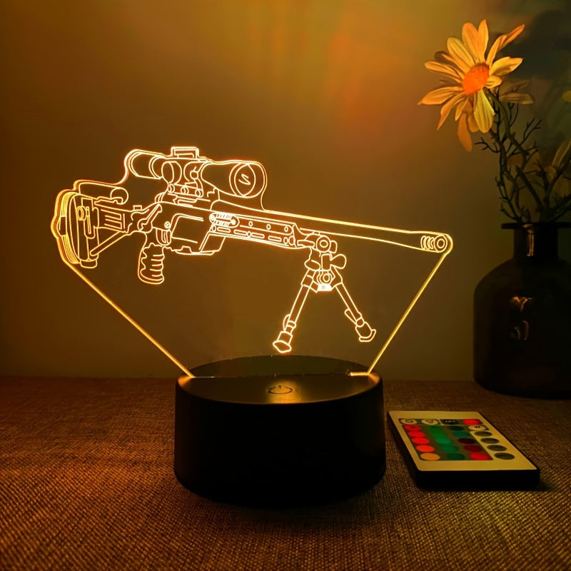LumiGlow - 3D LED Night Light Black Pistol 16 Colors