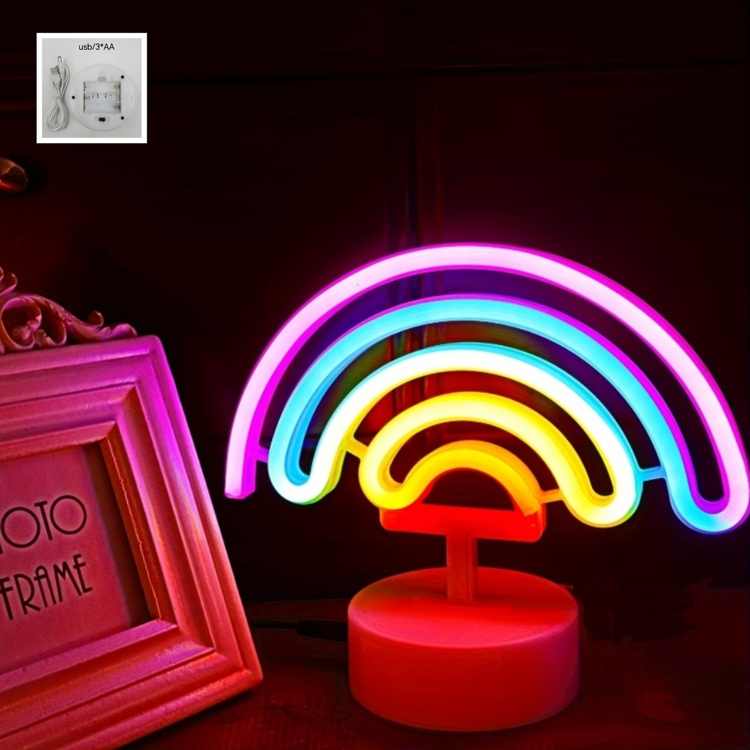 RainbowGlow – Modern Neon Rainbow with Designer Base