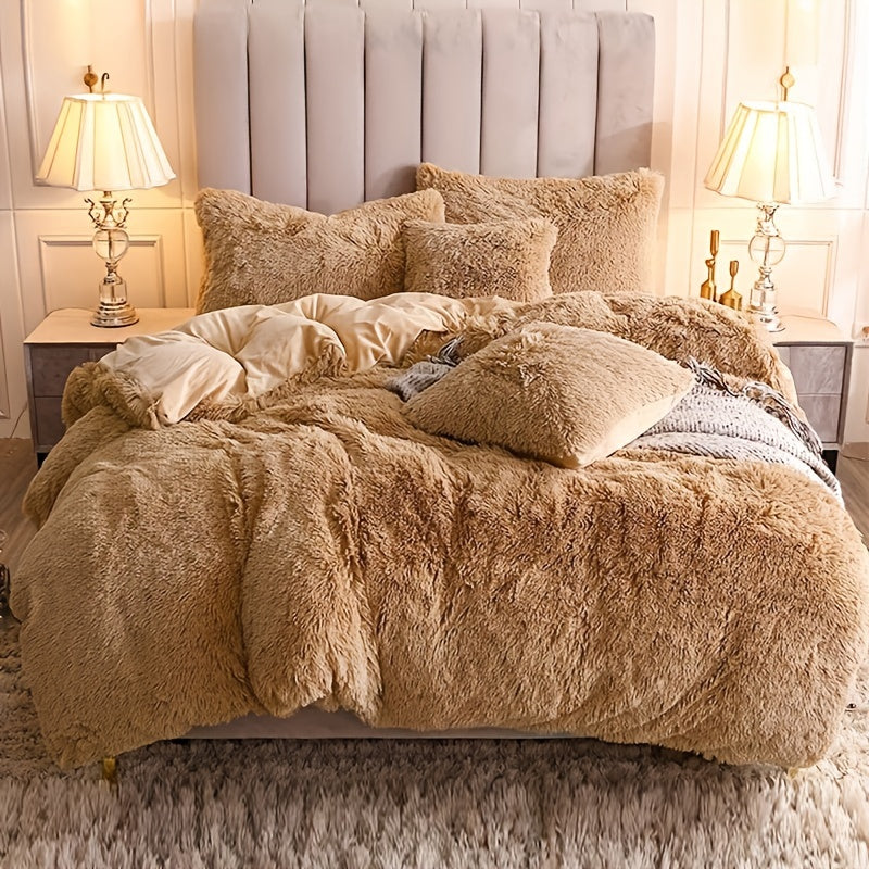 Ultra-Soft Plush Duvet Cover Set with Zipper - Luxury & Comfort