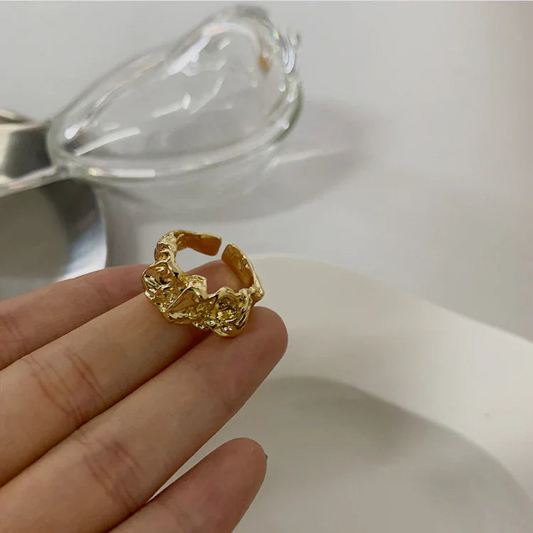 Arden Pleated Lava Design Minimalist Ring - Elegance in Simplicity