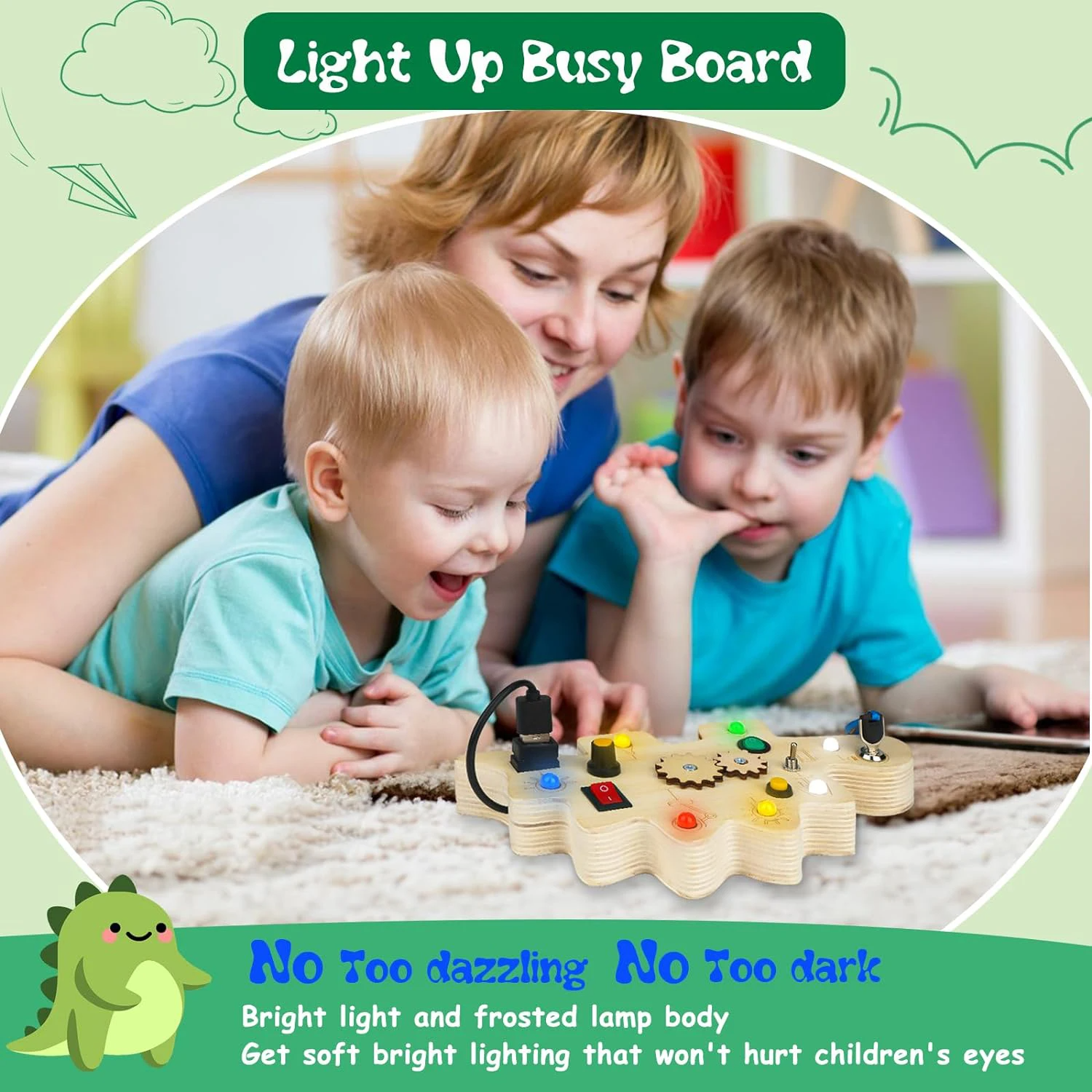 Creative Dino Cork Board & Busy Board - For Toddlers Aged 2-4 Years