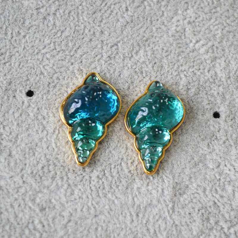 Marina Shell Earrings - Elegant Sea Blue Jewelry