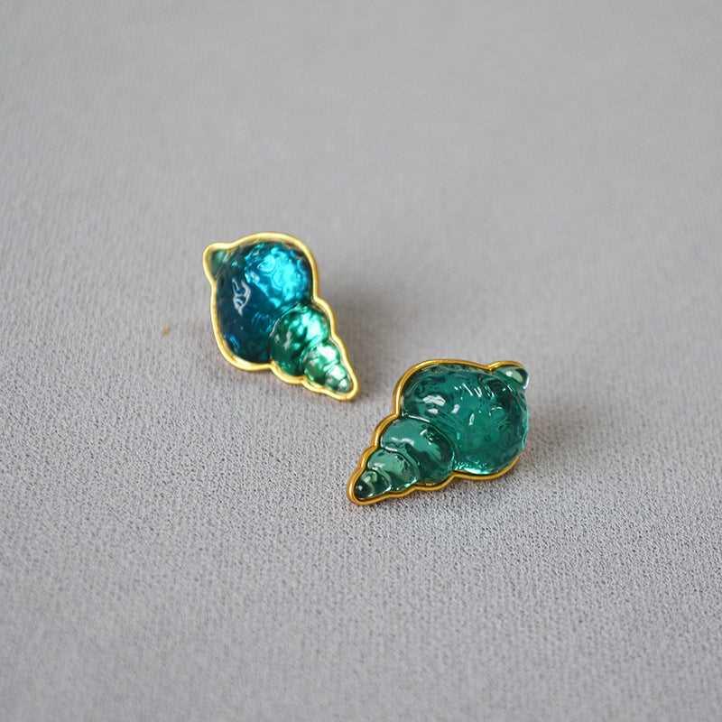 Marina Shell Earrings - Elegant Sea Blue Jewelry