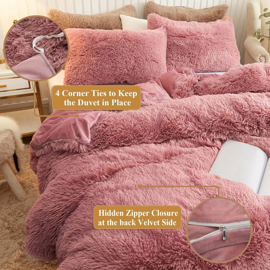 Ultra-Soft Plush Duvet Cover Set with Zipper - Luxury & Comfort
