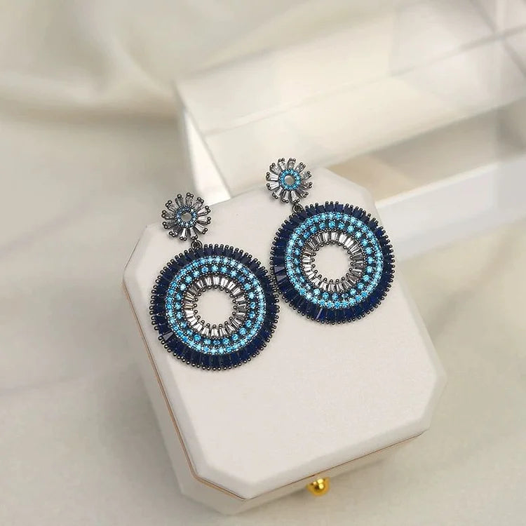 Elegant Silver Evil Eye Earrings - Layla Collection