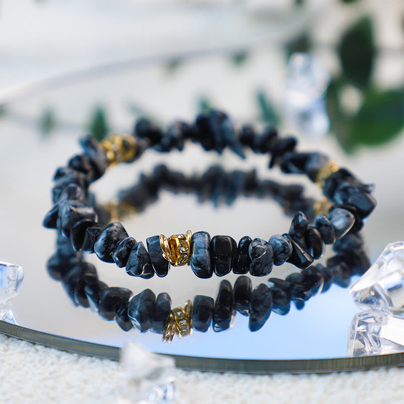 Elegant Celine Bracelet with Natural Stone and Crystal Beads