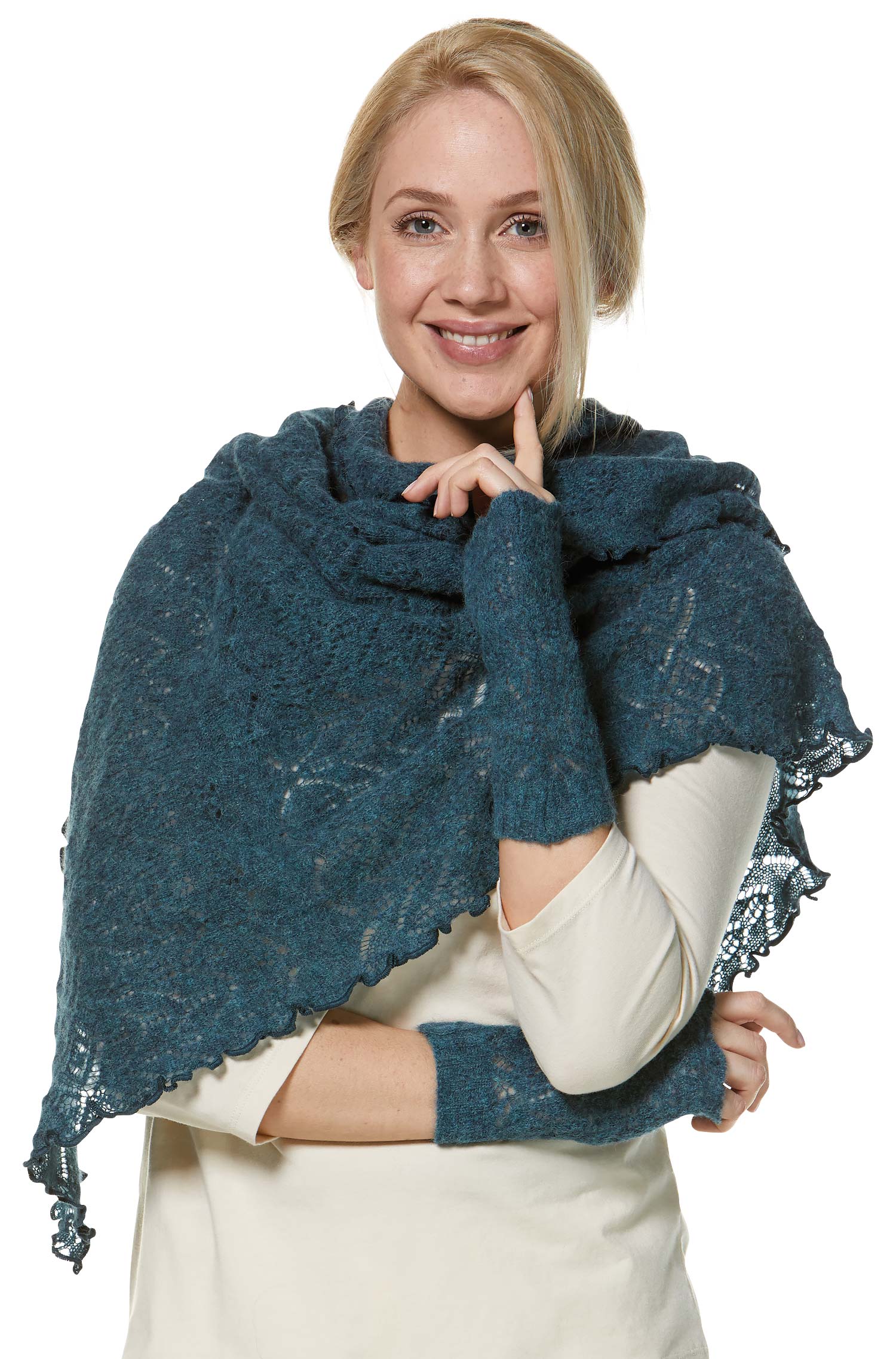 SoftWeave Scarf - Elegant Lace Knit in Light Fabric
