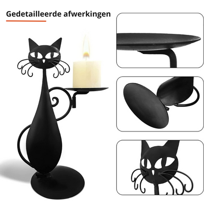 Midnight Panther - Mystical Black Cat Candle Holder