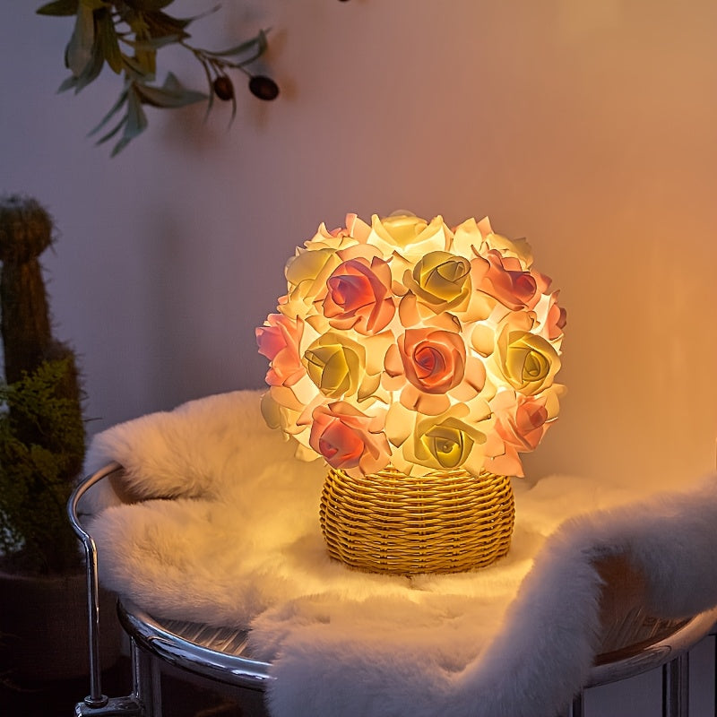FloraGlow - Luxury Art Deco Rose USB Table Lamp
