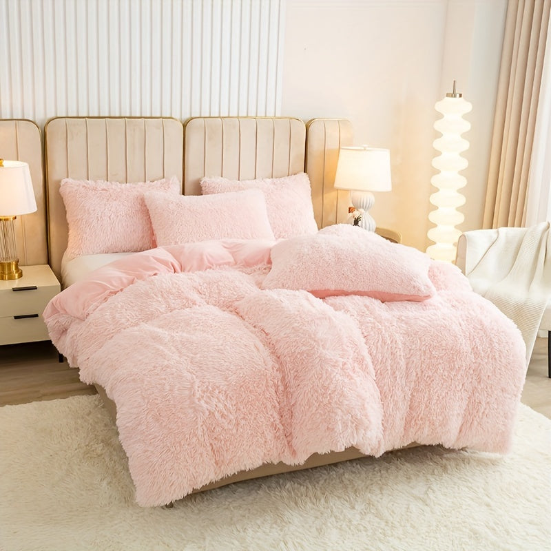 Ultra-Soft Plush Duvet Cover Set with Zipper - Luxury & Comfort