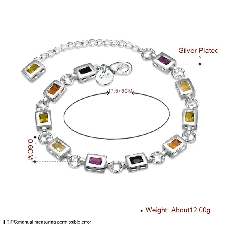 Luxurious Multi-colored Zircon Bracelet with Radiant Stones