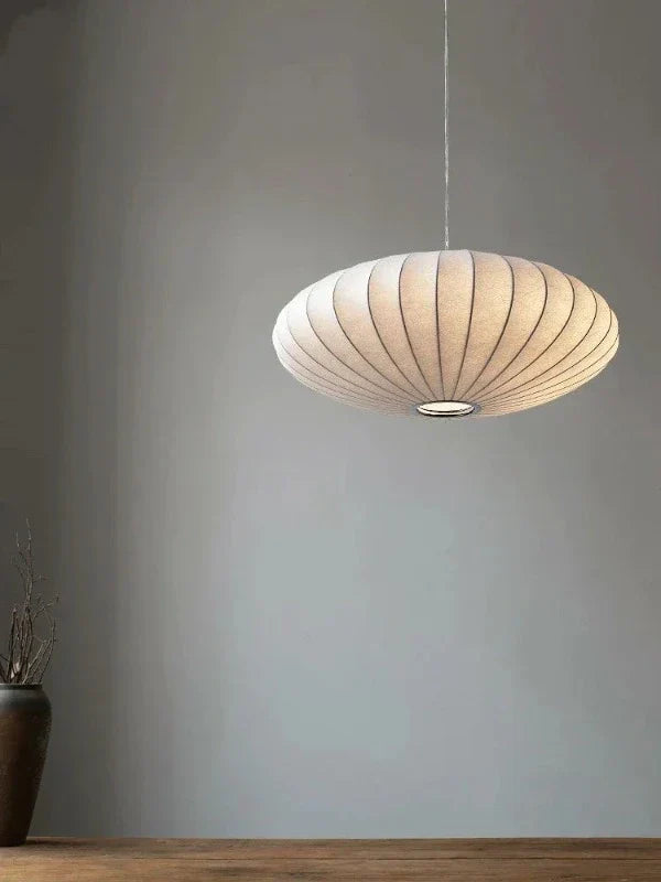 SilkCrown – Luxury Silk Pendant Lamp with Crystals