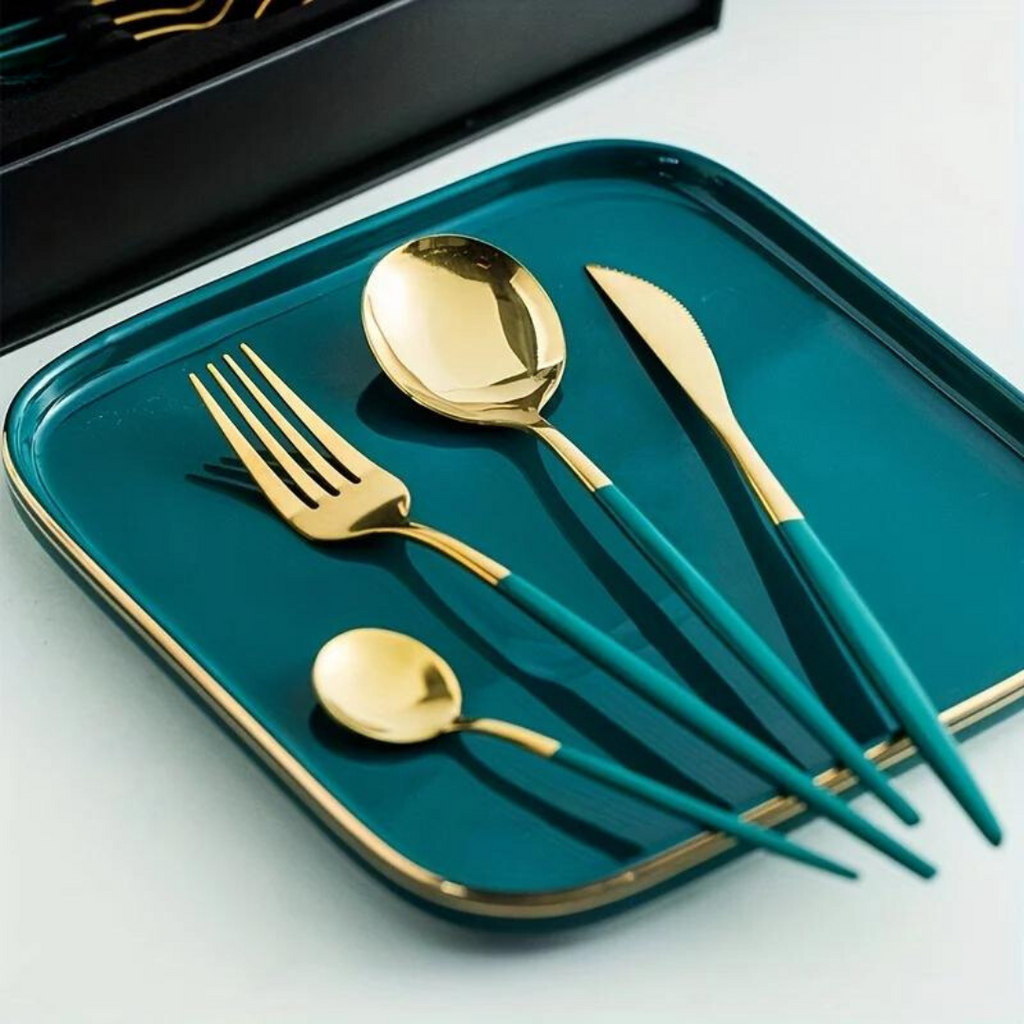 Golden Cutlery Set Luxury - 24-Piece For Stylish Dining Experience
