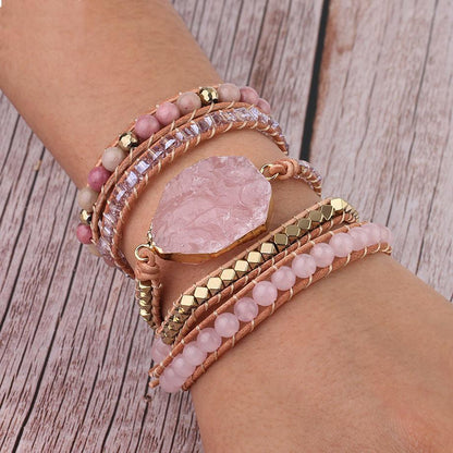 Amoria Armband – Elegantes goldenes Rosenquarz-Armband