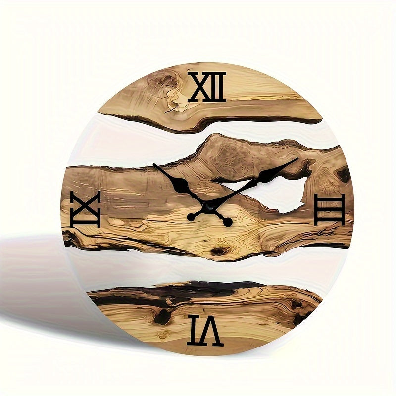 RustiqueClock - Natural Acrylic Wall Clock with Wood Look