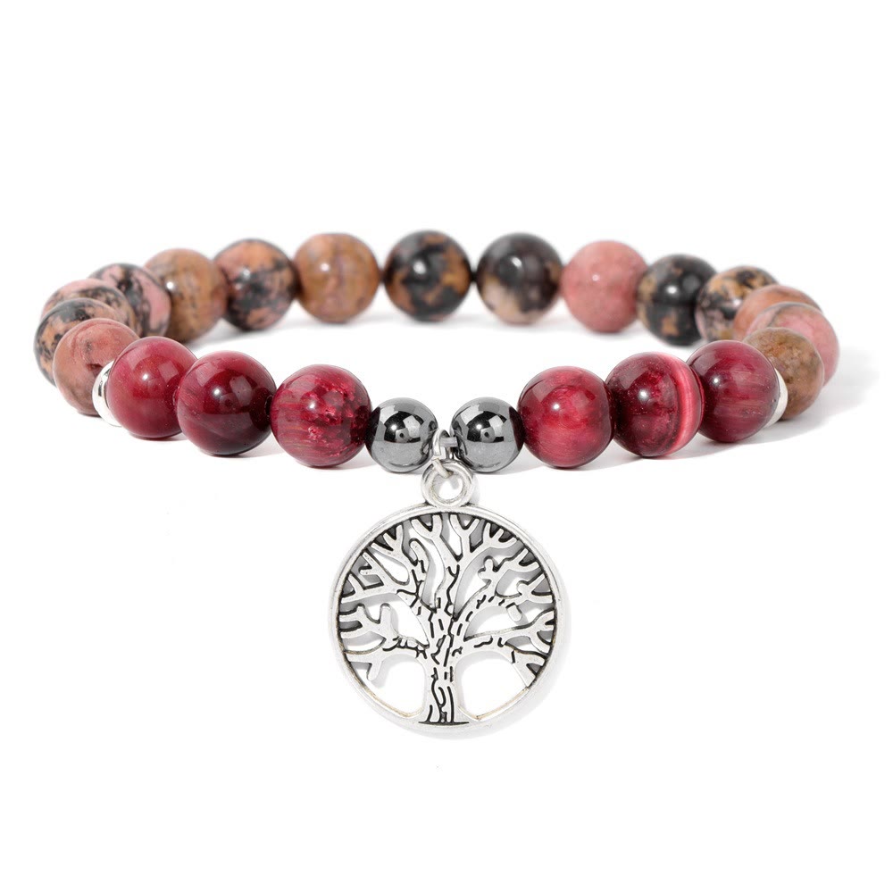 Elegant Mila Bracelet with Natural Crystals and Tree of Life Design