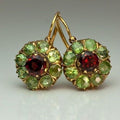 Amalina's Enchanting Earrings with Sparkling Green and Red Crystals