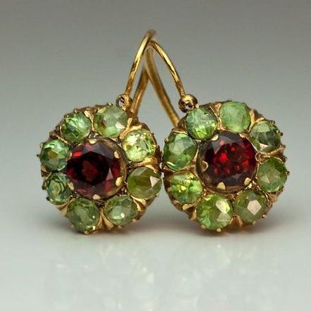 Amalina's Enchanting Earrings with Sparkling Green and Red Crystals