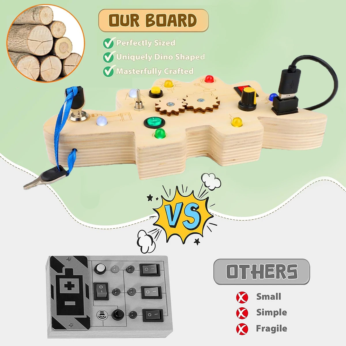 Creative Dino Cork Board & Busy Board - For Toddlers Aged 2-4 Years