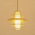 ZenLuxe Pendant - Elegant Black and Beige Bamboo Pendant Lamp