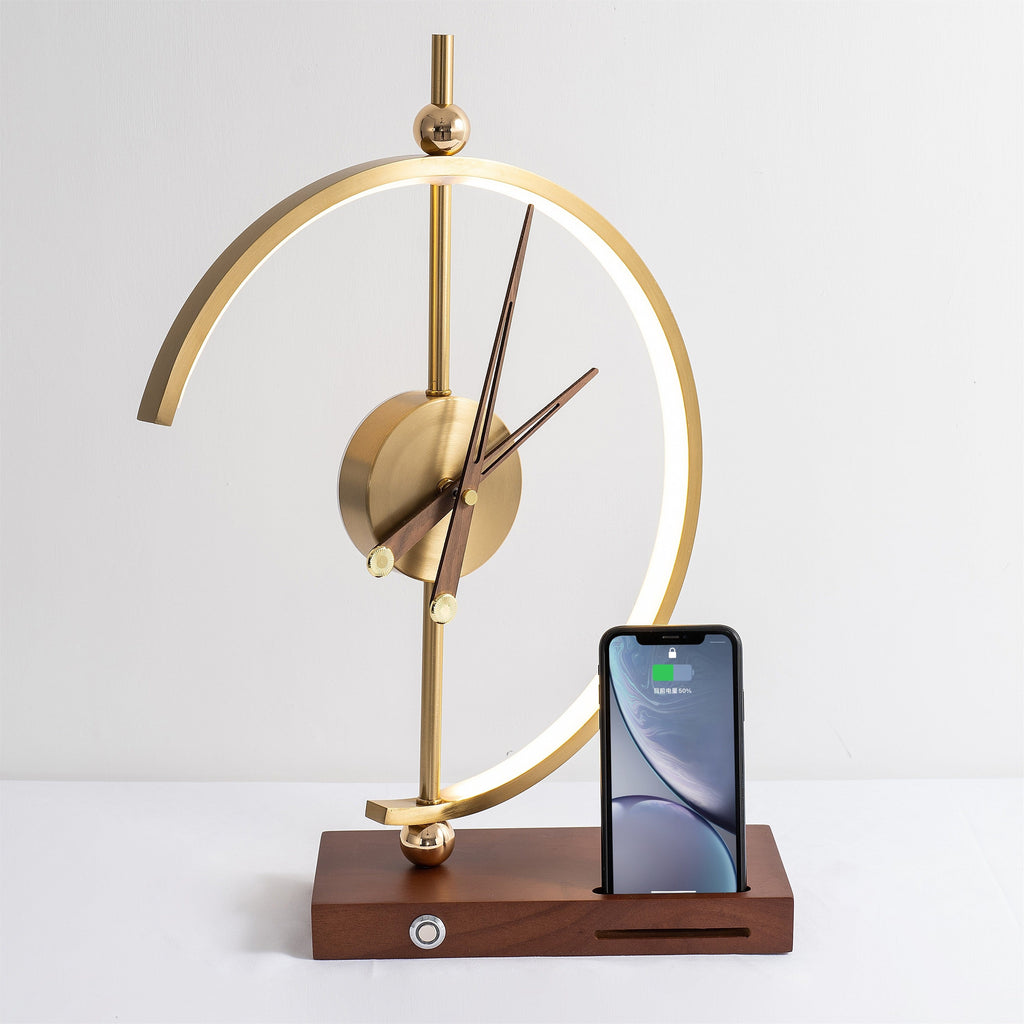 Aurora Luxe Table Lamp – Gold Design with Wireless Charging