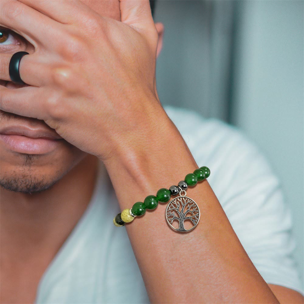 Elegant Mila Bracelet with Natural Crystals and Tree of Life Design