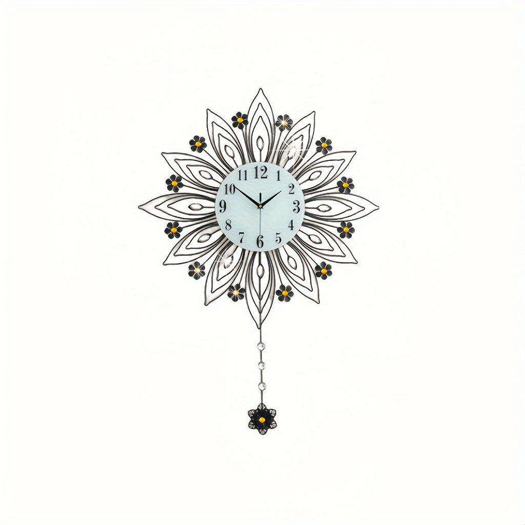 GoldenBloom Clock - Luxury Silent Floral Wall Clock