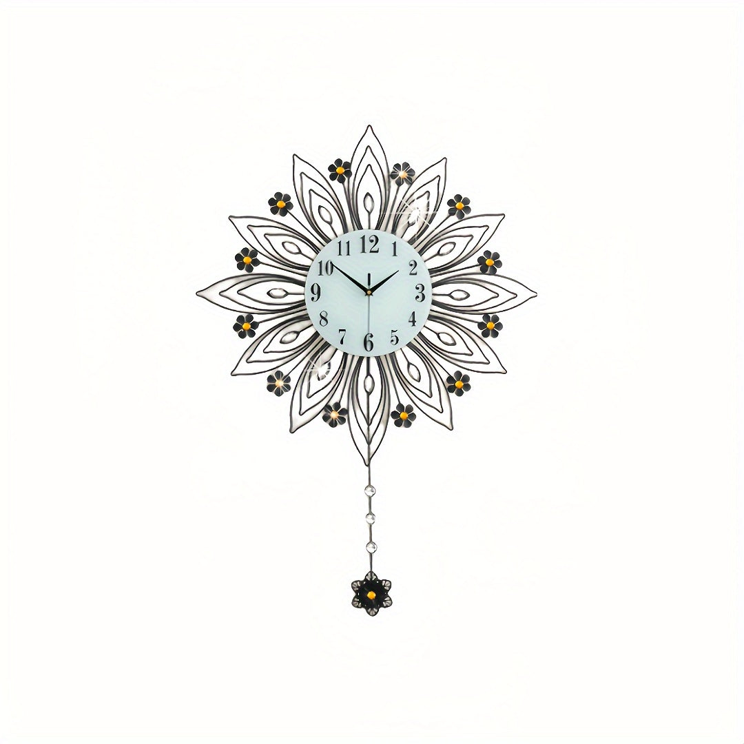 GoldenBloom Clock - Luxury Silent Floral Wall Clock