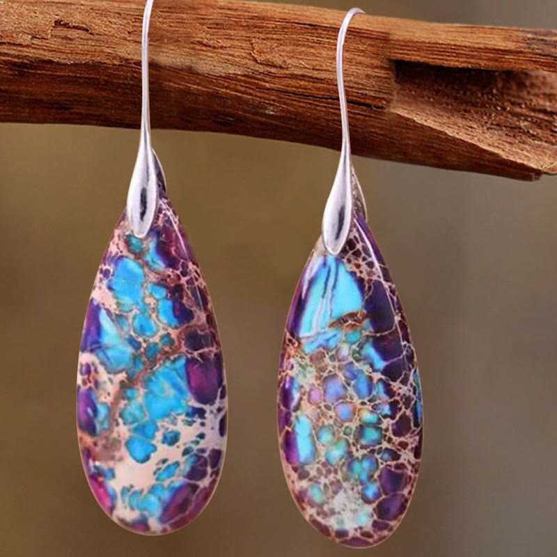 Elegant Teardrop Imperial Jasper Earrings - Amara Collection