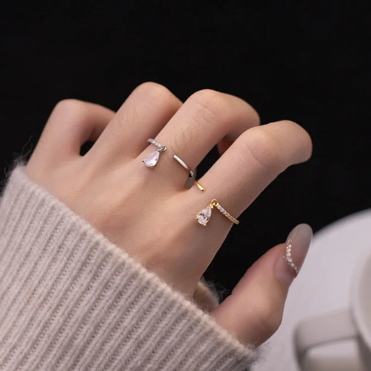 Elegant Adjustable Water Droplet Ring - Isaline Collection