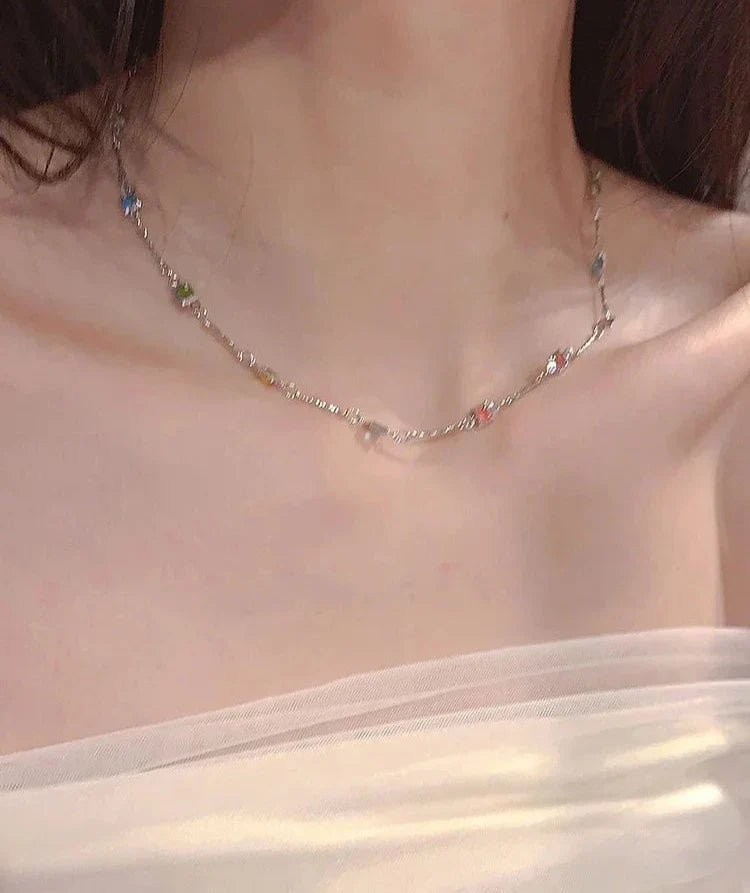 Elegant Gold/Silver Chain with Sparkling Colorful Gemstones - Ivy