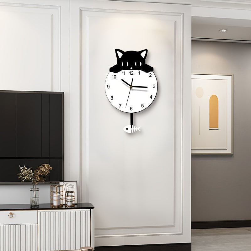 SwingCat Clock - Modern Cartoon-Style Cat Wall Clock
