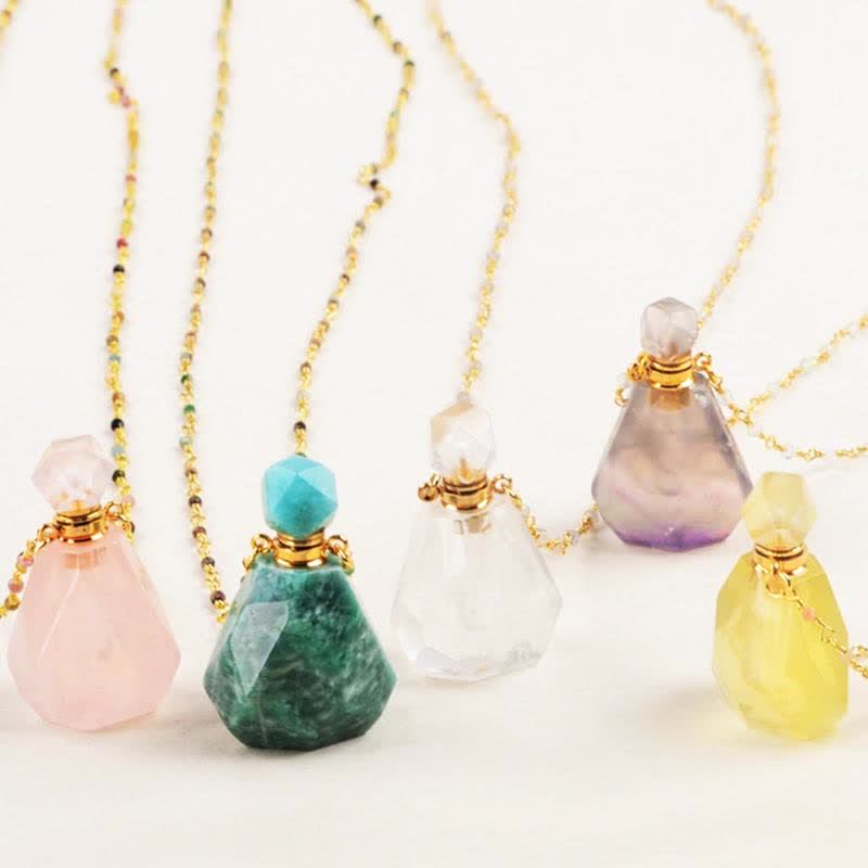 Elegant Necklace with Crystal Perfume Bottle - Iris