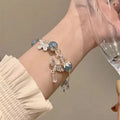 Lilac Sky Blue Butterfly Bracelet with an Enchanting Floral Design