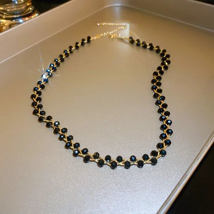 Elegant Double Chain with Crystals and Pearls - Amira